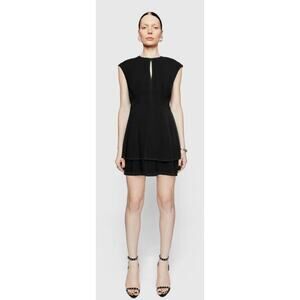 Rebecca Minkoff Gabby Tiered Studded Mini Dress Womens Medium Short Sleeve Black
